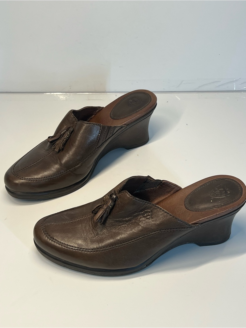 Ariat Mendocino Brown Leather Tassel Mule Clogs ATS Comfort Women’s Size 8